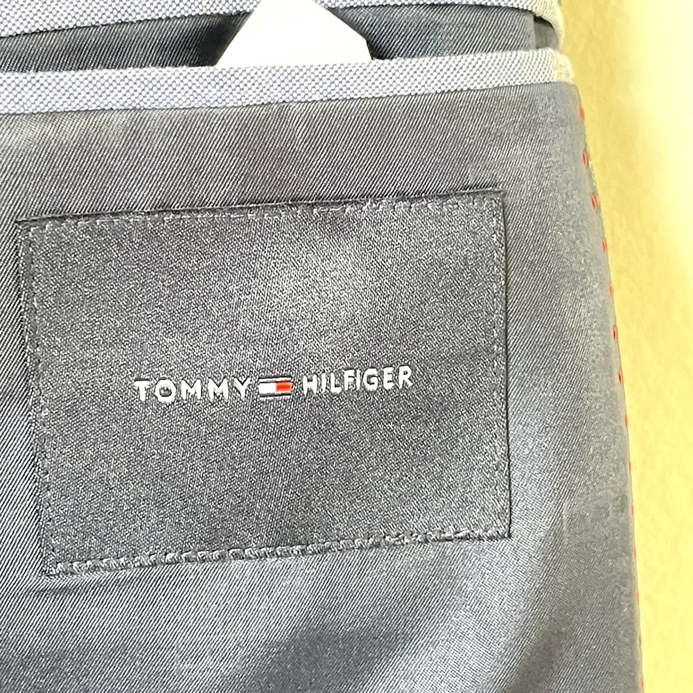 Tommy‎ Hilfiger Mens Single Breasted Blazer Size 44R Gray Corpcore Office Career